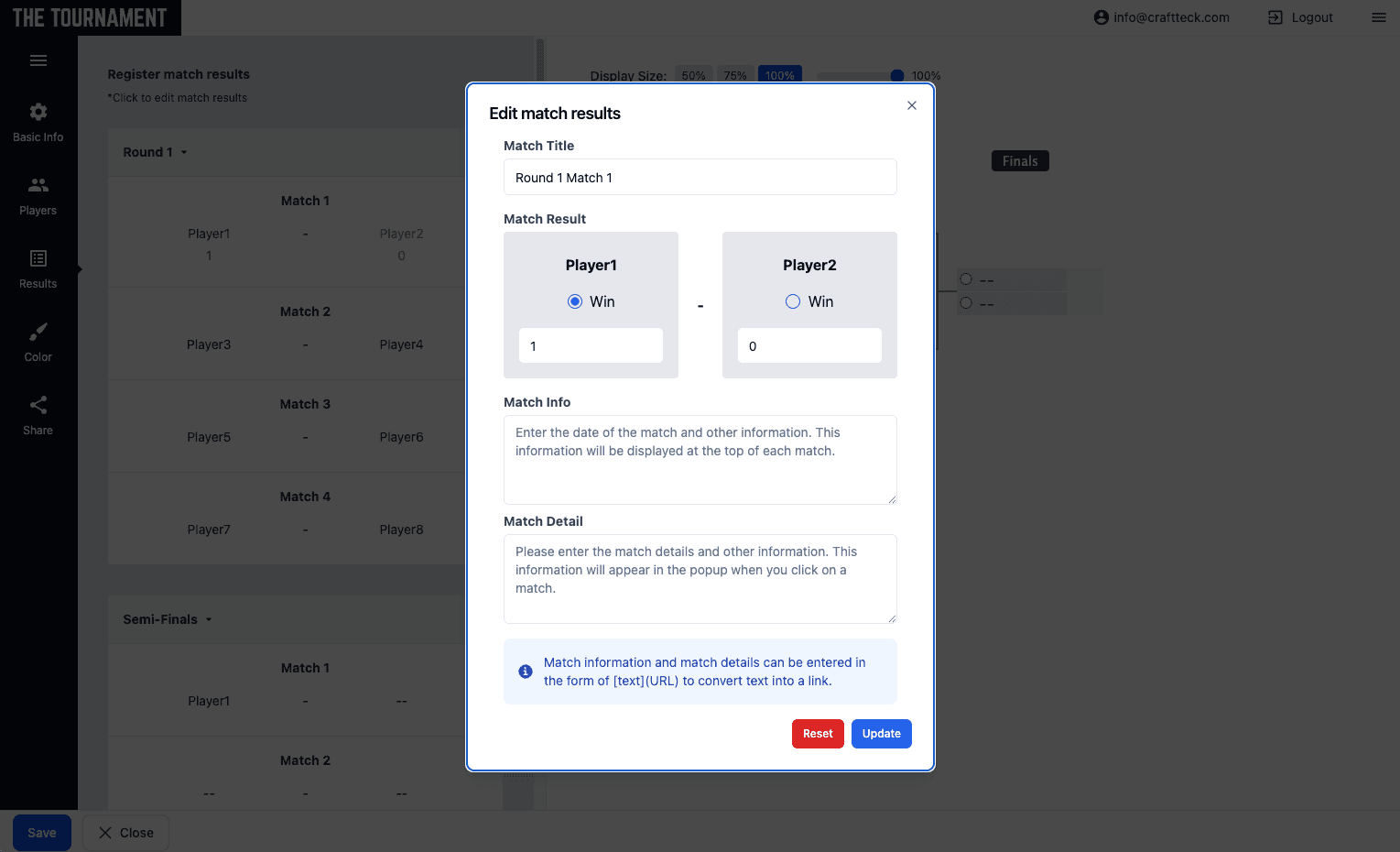 Detailed input via edit form